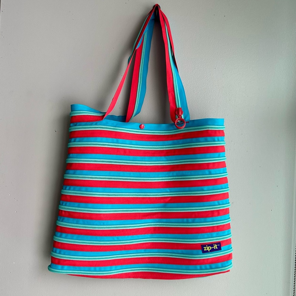 ZIP-IT zipper tote bag large red/blue/green ⭐️ NEW